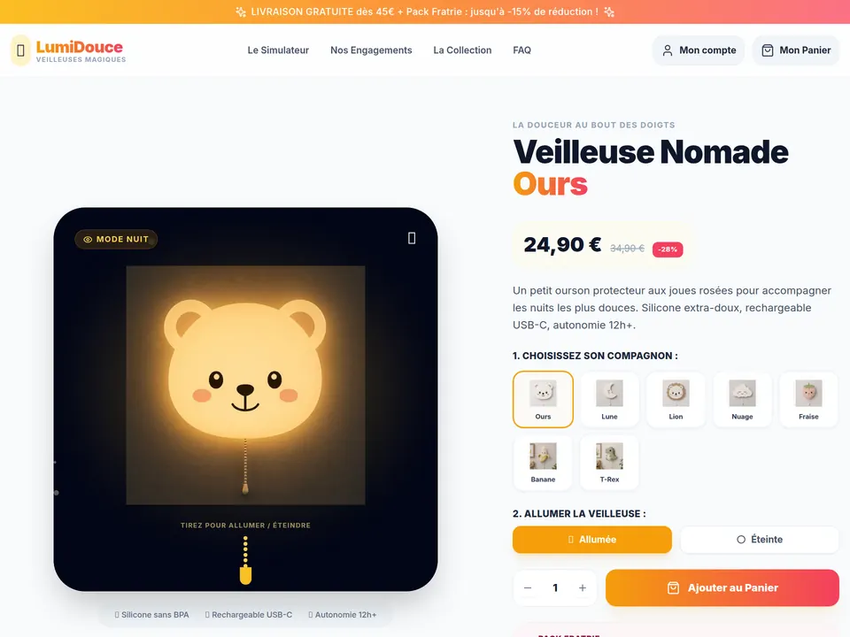 Boutique en ligne LumiDouce